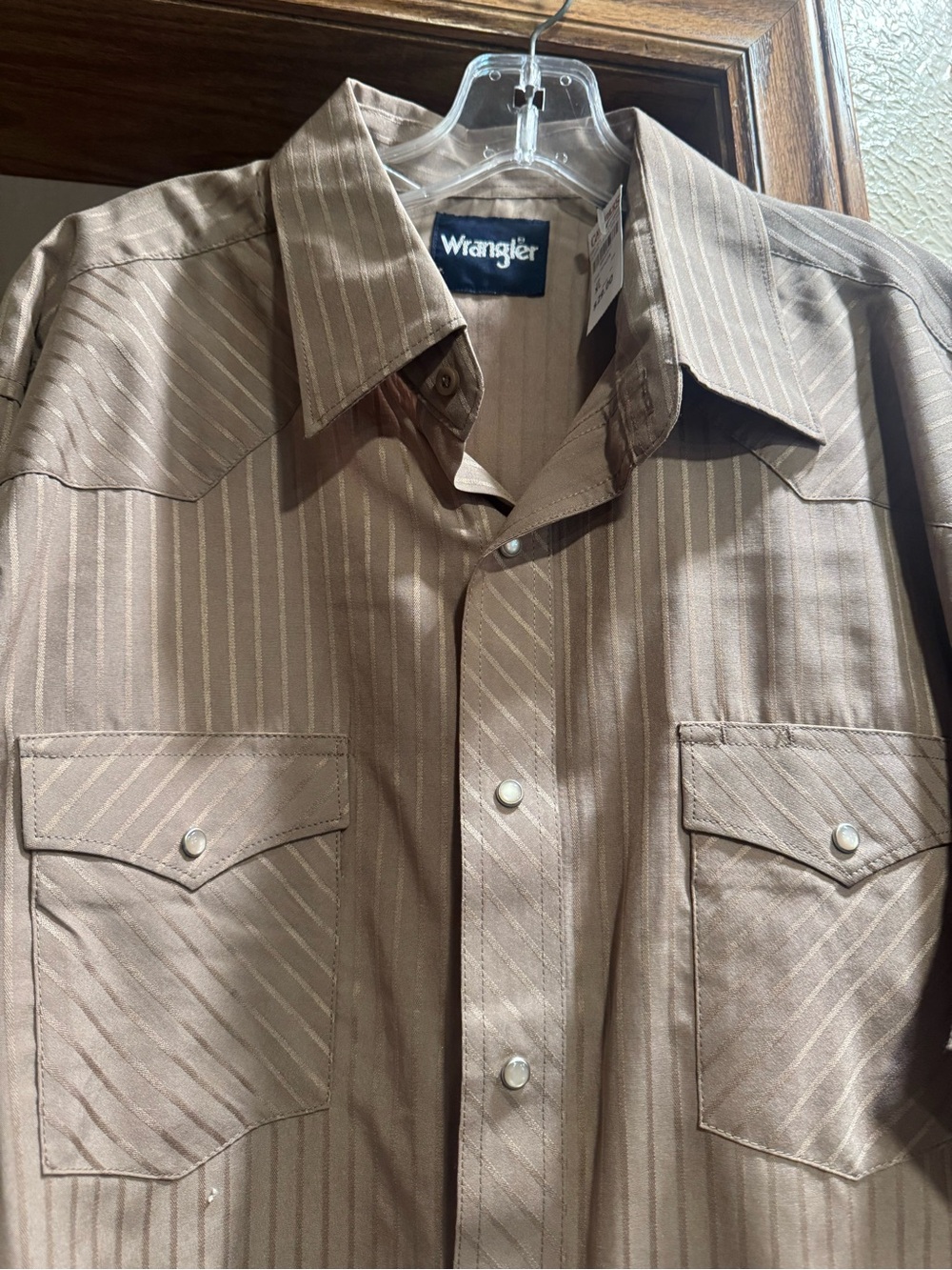 Wrangler Brown Striped Western Dress Shirt